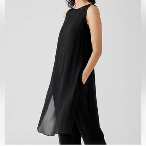 Eileen Fisher sheer organic linen breathable sleeveless slit dress tunic